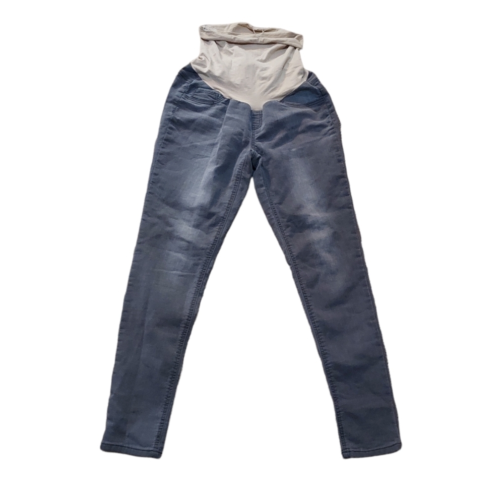 indigo blue maternity jeans M Gray Pants casual Bottoms stretch belly ba…